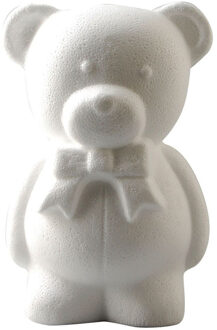 Hobby/DIY piepschuim beren/beer met strik - wit - 20 cm