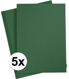 Hobby en knutselen karton vellen - 5x - donkergroen - A4 - 21 x 30 cm - 180 grams