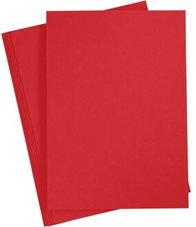 Hobby en knutselen karton vellen - 5x - rood - A4 - 21 x 30 cm - 180 grams
