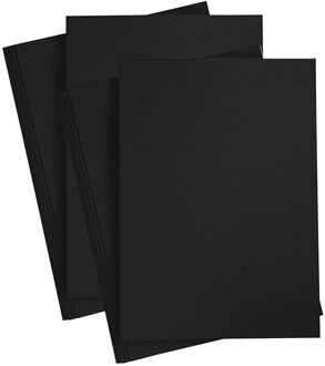 Hobby en knutselen karton vellen - 6x - zwart - A4 - 21 x 30 cm - 180 grams