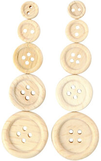 Hobby knopen - 440x st - diverse maten - hout - Ongelakte decoratie knoopjes