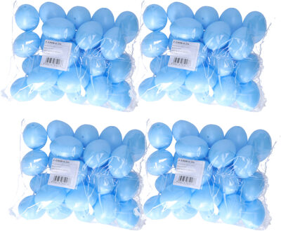 Hobby knutsel eieren - 100x - 6 cm - blauw - kunststof - decoratie paaseieren