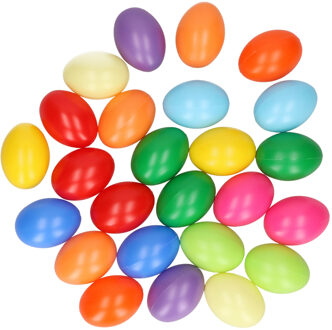 Hobby knutsel eieren - 25x - 6 cm - gekleurd - kunststof - decoratie paaseieren