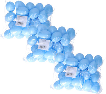 Hobby knutsel eieren - 75x - 6 cm - blauw - kunststof - decoratie paaseieren