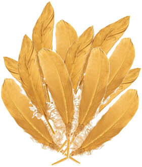 Hobby/knutsel Ganzenveer/sierveer - 30x stuks - goud - 18-22 cm - decoratie