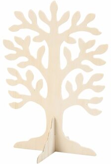 Hobby/knutsel Houten boompje - 30 x 21 cm - levens/geld/wensboom - triplex Beige