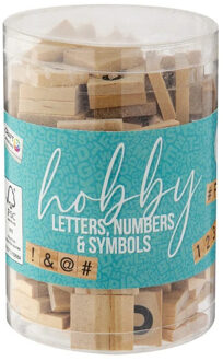 Hobby knutsel letters/cijfers/symbolen - hout - 2 cm - 125 stuks