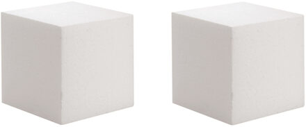 Hobby/knutsel piepschuim kubus blok - 4x - 15 x 15 cm - wit - figuren om te knutselen