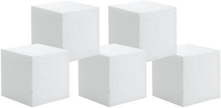 Hobby/knutsel piepschuim kubus blok - 5x - 15 x 15 cm - wit - figuren om te knutselen