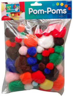 Hobby/knutsel pompoms - 100x stuks - gekleurd - decoratie materiaal Multi