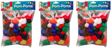Hobby/knutsel pompoms - 300x stuks - gekleurd - decoratie materiaal