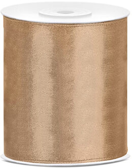 Hobby/knutsel satijnen sierlint - goud - 10 cm x 25 mtr - cadeau lint