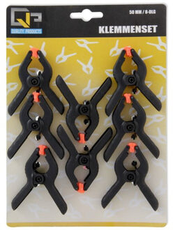 Hobby lijmklemmen/veerklemmen - 8x stuks - 5 cm - Kleine dekzeil/Marktkraam klemmen Zwart