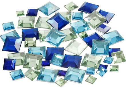 Hobby plak diamantjes mix - blauw - 720x - vierkant - diverse formaten - DIY strass steentjes