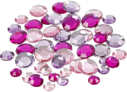 Hobby plak diamantjes mix - paars/roze - 720x - rond - diverse formaten - DIY strass steentjes