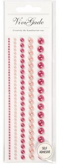 Hobby plak parels - 2x vel met 140 stuks - roze - 2-8 mm - plakdiamantjes - stickers