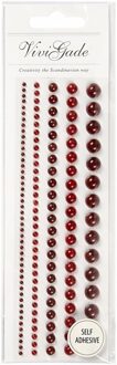 Hobby plak parels - strass steentjes - 140x stuks - mix kleuren rood - zelfklevend