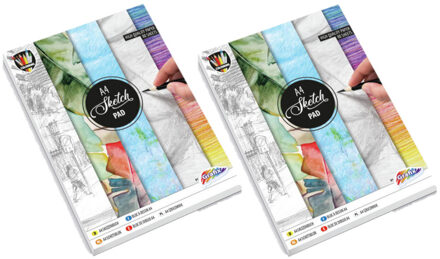 Hobby schetsboek/tekenboek - 4x - 80 vellen - A4 formaat - blanco papier - Teken boeken