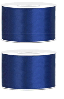 Hobby Sierlint satijn - 2x - Blauw - 25 meter - cadeaulint - satijnlint/sierlinten