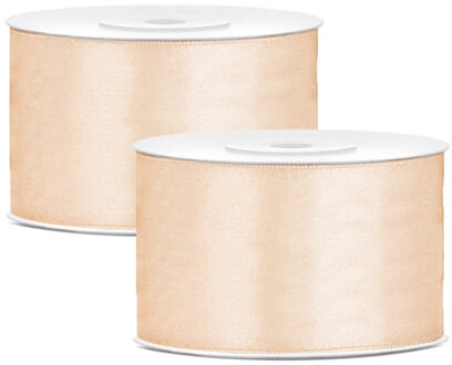 Hobby Sierlint satijn - 2x - Creme - 25 meter - cadeaulint - satijnlint/sierlinten