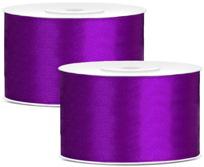 Hobby Sierlint satijn - 2x - Paars - 25 meter - cadeaulint - satijnlint/sierlinten