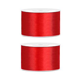 Hobby Sierlint satijn - 2x - Rood - 25 meter - cadeaulint - satijnlint/sierlinten