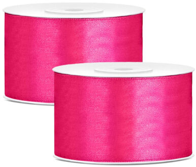Hobby Sierlint satijn - 2x - Roze - 25 meter - cadeaulint - satijnlint/sierlinten