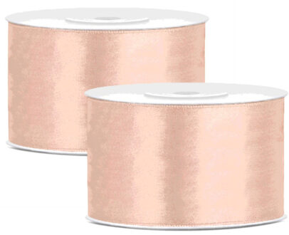 Hobby Sierlint satijn - 2x - zalm rose - 25 meter - cadeaulint - satijnlint/sierlinten