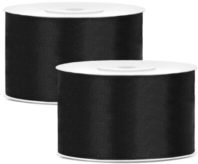 Hobby Sierlint satijn - 2x - Zwart - 25 meter - cadeaulint - satijnlint/sierlinten