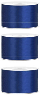 Hobby Sierlint satijn - 3x - Blauw - 25 meter - cadeaulint - satijnlint/sierlinten