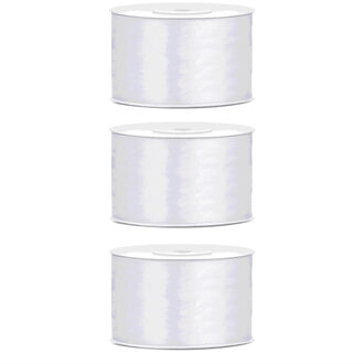 Hobby Sierlint satijn - 3x - Wit - 25 meter - cadeaulint - satijnlint/sierlinten