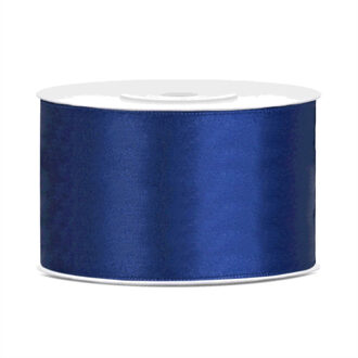 Hobby Sierlint satijn - Blauw - 25 meter - cadeaulint - satijnlint/sierlinten Navy