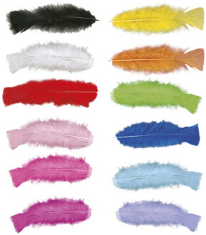 Hobby sierveren 150x - gekleurd - 17 cm - veertjes - Hobby materiaal