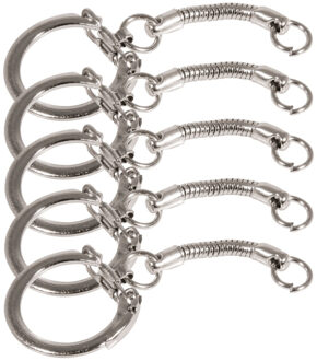 Hobby sleutelringen/sleutelhangers maken - 60x - met ketting en clipsluiting - zilver - metaal