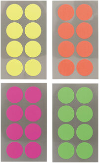 Hobby stickers - 128x stuks - D25 mm - kleurenmix - ronde stickers - Kantoor stickers - Etiketten