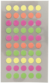 Hobby stickers - 200x stuks - D8 mm - neon gekleurde ronde stickers - Kantoor stickers - Scrapbook - Stickers Multikleur