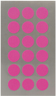 Hobby stickers - 216x stuks - D15 mm - neon roze ronde stickers - Kantoor stickers - Scrapbook