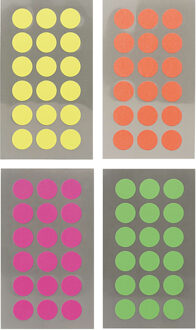 Hobby stickers - 288x stuks - D15 mm - kleurenmix - ronde stickers - Kantoor stickers - Etiketten
