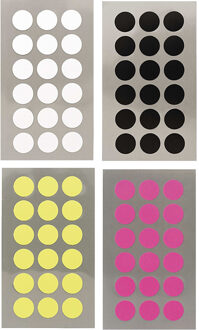 Hobby stickers - 288x stuks - D15 mm - kleurenmix - ronde stickers - Kantoor stickers - Etiketten
