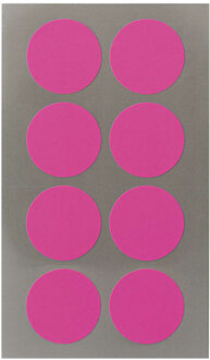 Hobby stickers - 32x stuks - D25 mm - neon roze ronde stickers - Kantoor stickers - Scrapbook Fuchsia