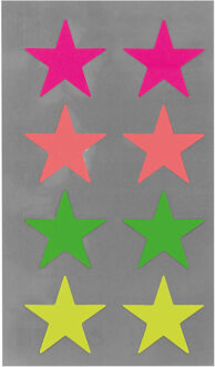 Hobby stickers - 32x stuks - sterren neon kleuren - sticker etiketten - dia 25 mm Multi