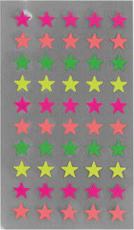 Hobby stickers - 400x stuks - sterren neon kleuren - sticker etiketten - dia 10 mm