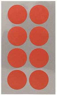 Hobby stickers - 64x stuks - rode ronde stickers - Kantoor stickers - Scrapbook - knutselmateriaal Rood