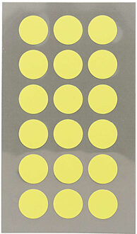 Hobby stickers - 72x stuks - D15 mm - neon geel ronde stickers - Kantoor stickers - Scrapbook Fluor geel