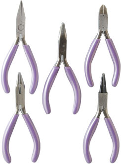Hobby tangen - 5x - sieraden maken tangetjes - rondbektang - zijkniptang - platbektang Paars