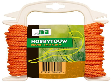 Hobby touw/draad - 4 mm x 20 meter - oranje - bindtouw