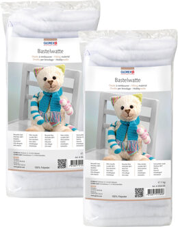 Hobby vulmateriaal wattevlies - 2x - wasbaar - voor knuffels/kussens/kleding - 1x kilo - polyester