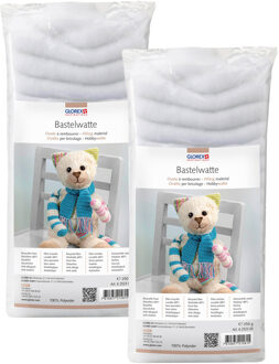 Hobby vulmateriaal wattevlies - 2x - wasbaar - voor knuffels/kussens/kleding - 250 gram - polyester
