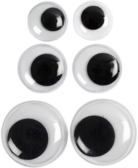 Hobby Wiebel oogjes/googly eyes - 18x - 12-14-20 mm - Plastic beweegbare oogjes