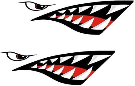 HobbyLane 2PCS Waterdichte DIY Grappig Roeien Kajak Roeiboot Haaientanden Accessoires Mond Sticker Vinyl Decal Sticker Voor Label